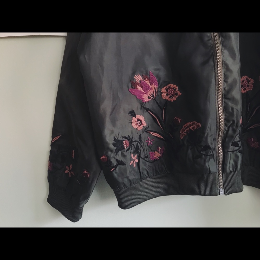 Green and embroidered bomber jacket